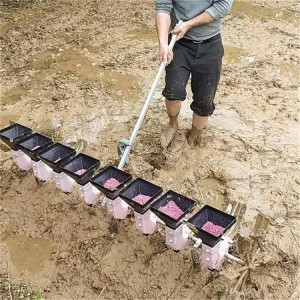 小型水稻直播机 8行手拉式水稻点播机 农田育秧用省时省力